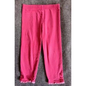 pants 18 To 24 Months girls Red Jersey Knit with Lace Trim And Buttons On Ankle